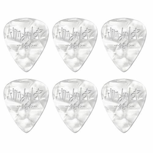 6 x Jim Dunlop Genuine Celluloid White Pearloid Heavy Gauge Guitar Picks  
