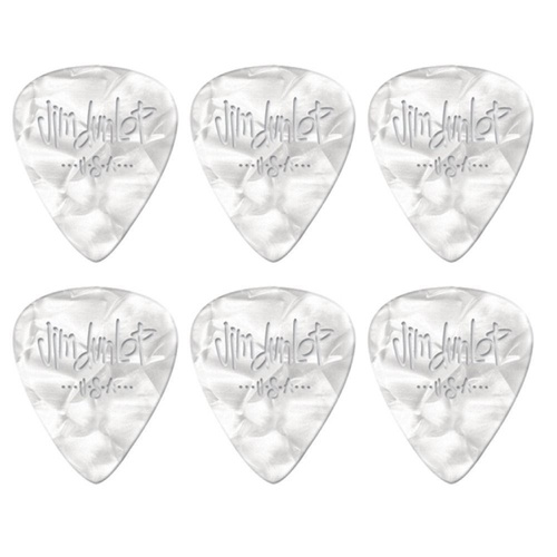6 x Jim Dunlop Genuine Celluloid White Pearloid Thin Gauge Guitar Picks *NEW*