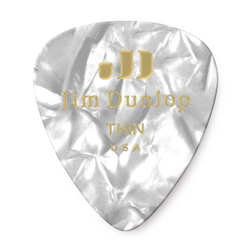 Jim Dunlop Celluloid Classics Thin Pick White Pearloid  (Single)