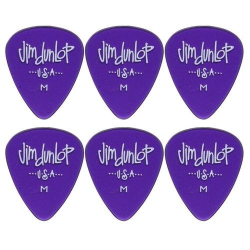 6 x Jim Dunlop Gels Medium Gauge Guitar Picks USA Cheap Pack Purple