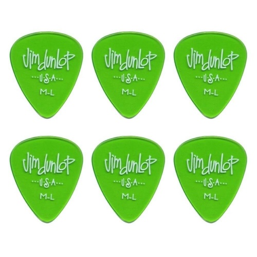 6 x Jim Dunlop Gels Medium Light Gauge Guitar Picks USA Cheap Pack Green