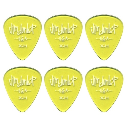 6 x Jim Dunlop Gels Extra Heavy Gauge Guitar Picks USA Cheap Pack Yellow