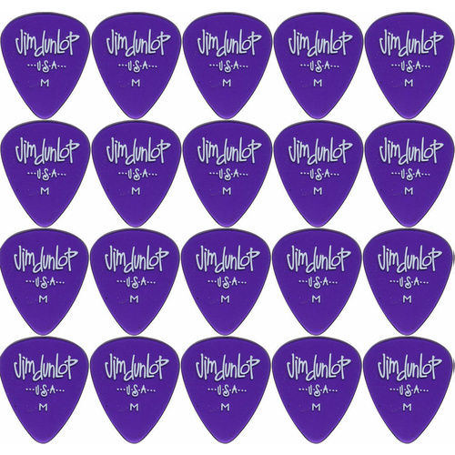 20 x Jim Dunlop Gels Purple Medium Gauge Guitar Picks USA Bulk Pack