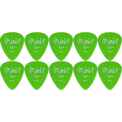 10 x Jim Dunlop Gels Green Medium Light Gauge Guitar Picks USA Cheap Pack