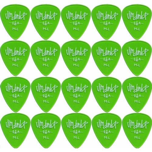 20 x Jim Dunlop Gels Green Medium Light Gauge Guitar Picks USA Bulk Pack