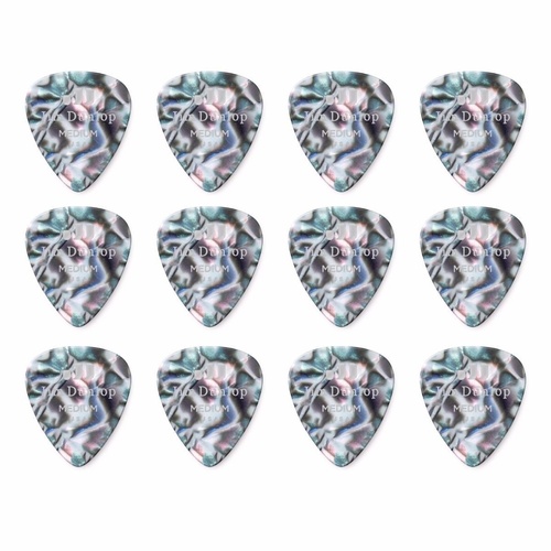 12 x Jim Dunlop Genuine Celluloid Abalone Medium Gauge Guitar Picks *NEW*