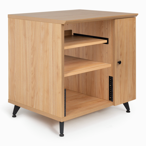 Gator GFW-EliteSideCar-MPL Elite Studio Sidecar Rack with Configurable Rack Space and Shelf in Driftwood Maple