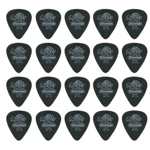 20 x Jim Dunlop Tortex Pitch Black .60MM Guitar Picks 488R Free Shipping