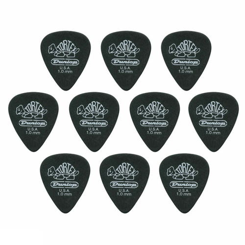 10 x Jim Dunlop Tortex Pitch Black 1.00mm Guitar Picks 488R Free Postage