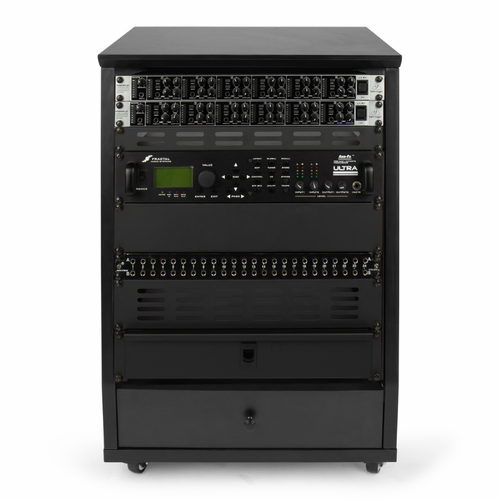 Gator GFW-ELITESTUDIORK12-BLK 12U Angled Studio Rack with Locking Casters