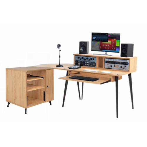 GATOR GFW-ELITEDESK-MPL-SET Studio Furniture Set with Desk, Corner Section, Side Cart, and Broadcast Arm