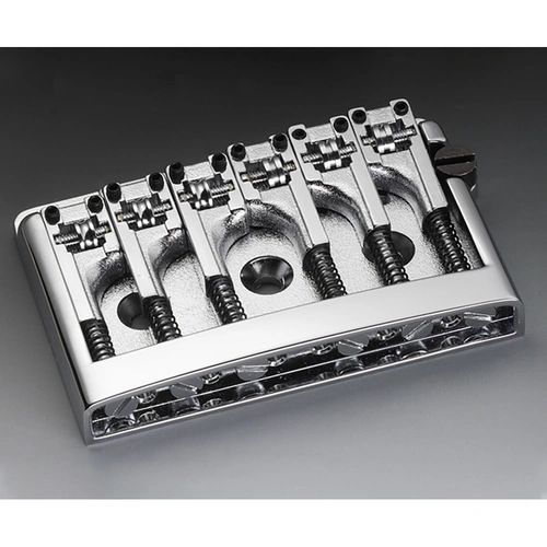 Schaller 3D-6 Chrome Guitar Bridge - 12120200 - Adjustable Height, Intonation, String Spacing, Roller Saddles, Brass Construction