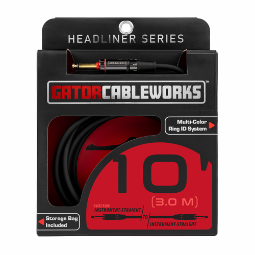 Gator Headliner Series 10ft Straight to Straight Quiet Instrument Cable