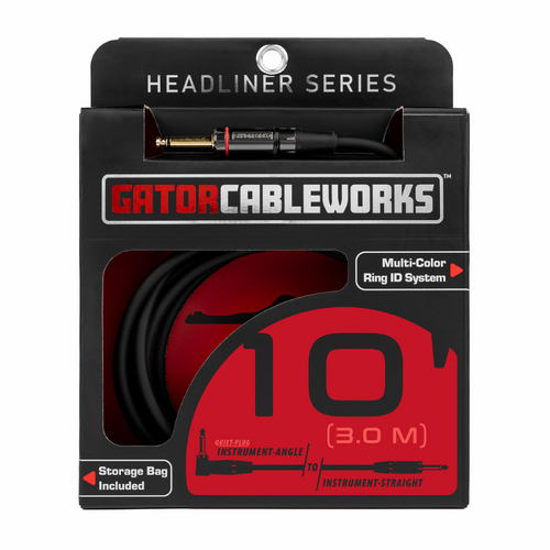 Gator Headliner Series 10ft Straight to Right Angle Quiet Instrument Cable