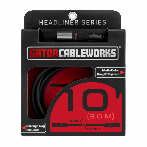 Gator Headliner Series 10ft XLR Male to XLR Female Microphone Cable