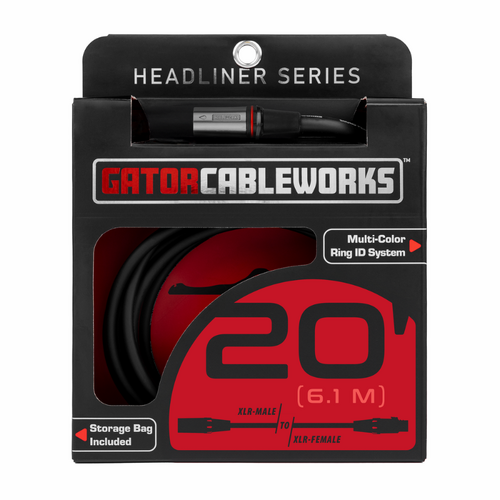 Gator Headliner Series 20ft XLR Male to XLR Female Microphone Cable