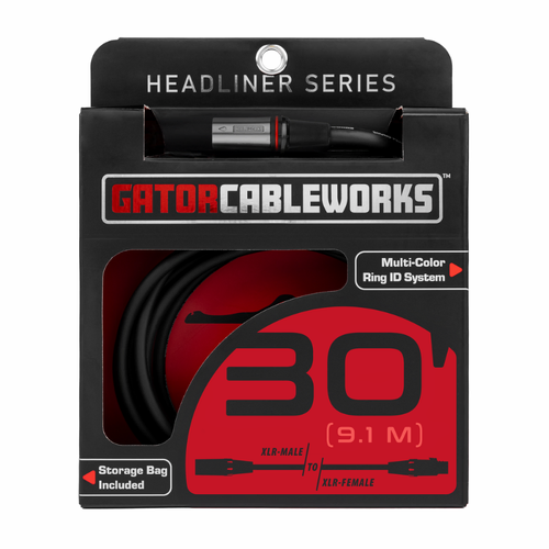 Gator Headliner Series 30ft XLRM to XLRF Microphone Cable