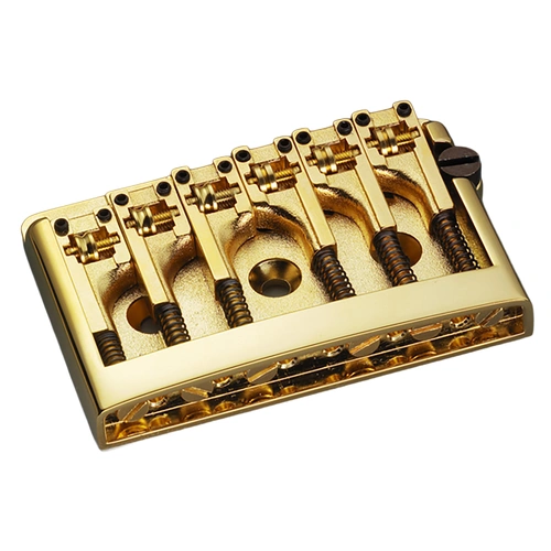 Schaller 3D-6 Gold Guitar Bridge - 12120500, Adjustable Height, Intonation, String Spacing, Roller Saddles, Pure Sound Brass, for Electric Guitars