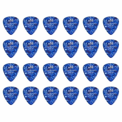 24 x Jim Dunlop Genuine Celluloid Blue Pearloid Medium Gauge Guitar Picks *NEW*
