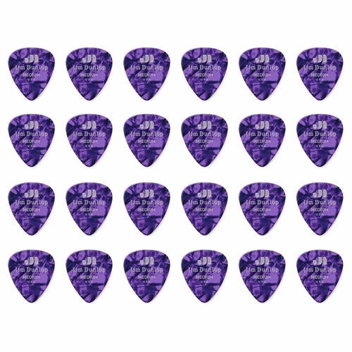 24 x Jim Dunlop Genuine Celluloid Purple Pearloid Medium Guitar Picks *NEW*