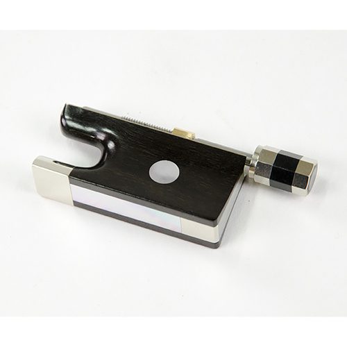 Ebony Violin Bow Frog with 3-Part Screw, Nickel Silver Mounted, Made in Germany