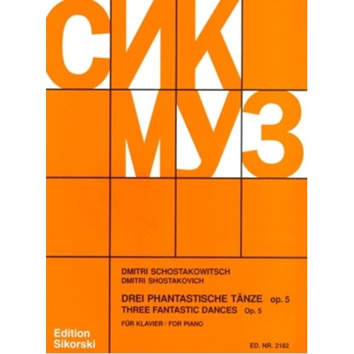 Shostakovich - 3 Fantastic Dances Op 5 Piano (Softcover Book)