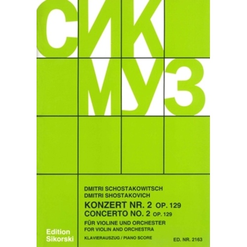 Concerto No 2 C Sharp Major Op 129 Violin/Piano (Softcover Book)