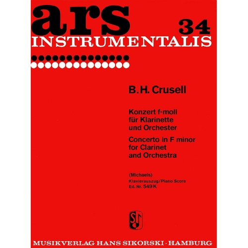 Crusell - Concerto F Min Op 5 Clarinet/Piano (Softcover Book)