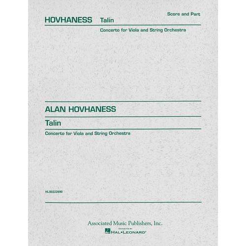 Hovhaness - Talin Concerto Op 93 Viola/Piano (Softcover Book)