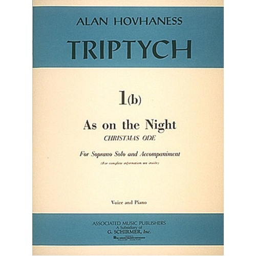 Hovhaness - As On The Night Soprano/Piano (Softcover Book)