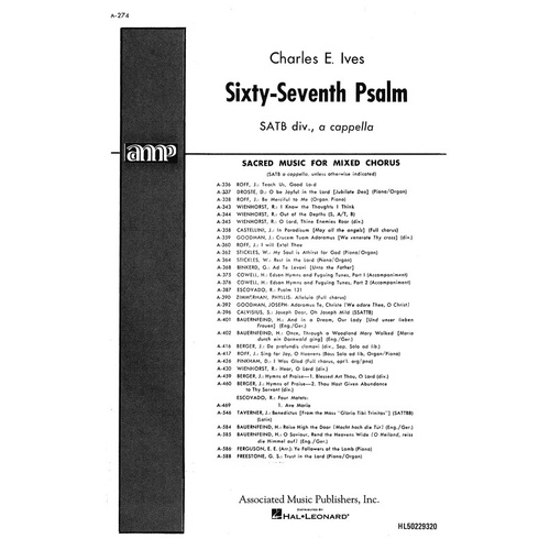 Ives - Psalm 67 SATB Divisi A Cappella