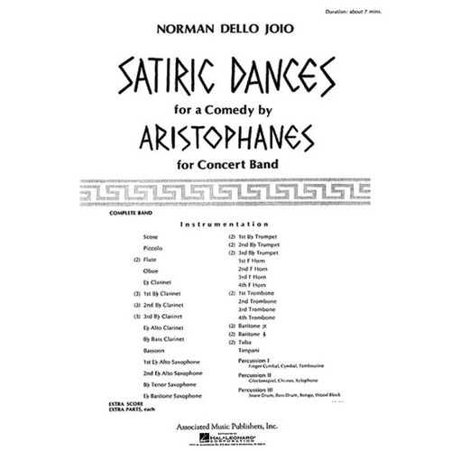 Dello Joio - Satiric Dances Concert Band 4-5 Full Score