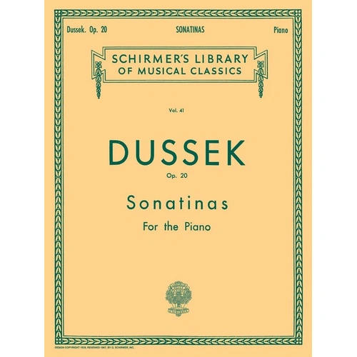 DUSSEK 6 Sonatinas Op. 20 for Piano - 40 Pages, Piano Solo, G. Schirmer, Inc.