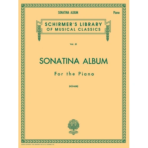Sonatina Album for the Piano by G. Schirmer, Inc. - 136 Pages, Piano Solo, Includes Works by Kuhlau, Clementi, Haydn, Mozart, Beethoven, and More