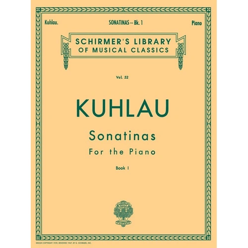 Kuhalau - Sonatinas Book 1 for Piano, Op. 20, 55, 59, 76 Pages, G. Schirmer