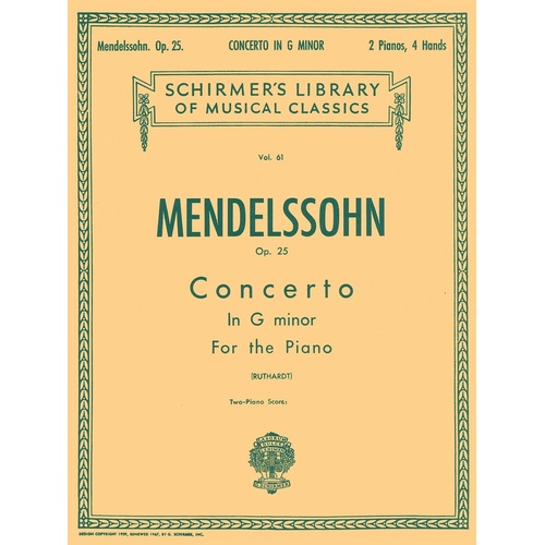 Schirmer - Mendelssohn - Concerto No 1 Op 25 2P4H