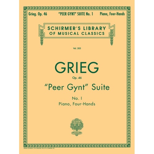 Grieg Peer Gynt 1 Op 46 Lib.203 Piano Duet 