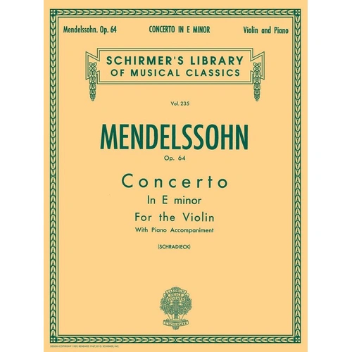 Mendelssohn Concerto in E Minor Op. 64 for Violin and Piano Reduction