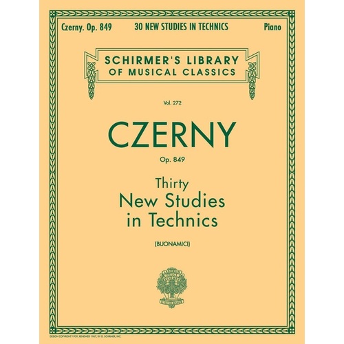 Czerny 30 New Studies in Technics Op. 849 Piano Sheet Music - 56 Pages