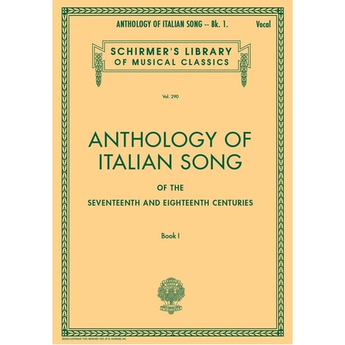Anthology of Italian Song 17th 18th Centuries Book 1
