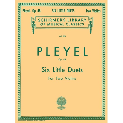 Pleyel - 6 Little Duets Op 48 For 2 Violins (Softcover Book)