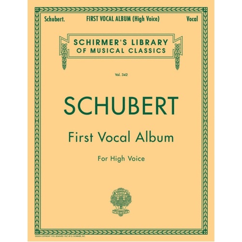 Schirmer - Schubert - First Vocal Album For High Voice