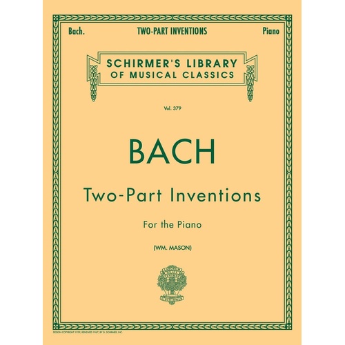 Bach - 15 2 Part Inventions For Piano (Softcover Book)