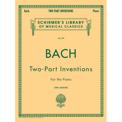 Bach - 15 Two-Part Inventions for Piano Solo, G. Schirmer, 36 Pages