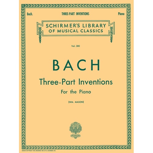 Bach - 3 Part Inventions For Piano (Softcover Book)