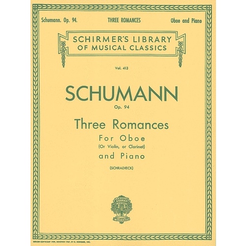 Schumann 3 Romances Op 94 Lib.413 Violin 