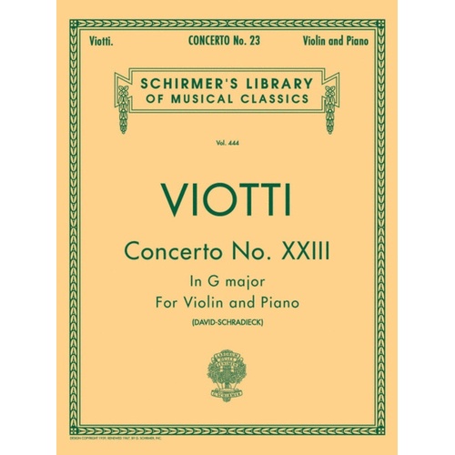 Viotti Concerto 23 In G Lib.444 Violin 