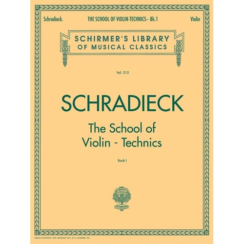 Schradieck School of Violin Technics Book 1 - 48 Pages, Publisher G. Schirmer, Inc.
