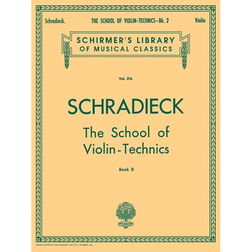 Schradieck School of Violin Technics Book 2, G. Schirmer, Inc., 20 Pages, Unaccompanied Violin