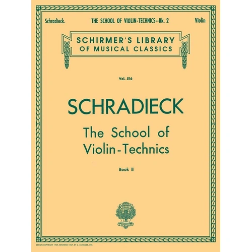 Schradieck School of Violin Technics Book 2 - G. Schirmer, 20 Pages, Violin Series
